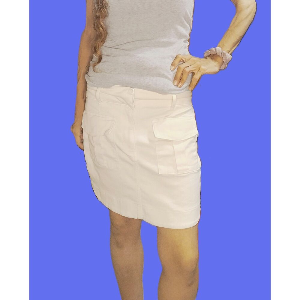 Express ~ Sand/Beige Stretch Cargo Mini Skirt ~ Size 2 ~ Pockets w/Buttons